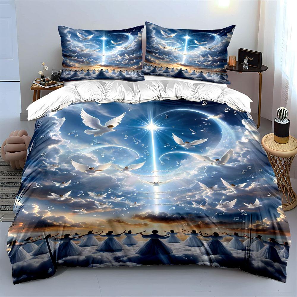 Doves, Stars, and Clouds. Bedding Sets Duvet Cover Sets Duvet Covers Pillowcases(1*Duvet Cover 2*Pillowcases Without Duvet Insert)