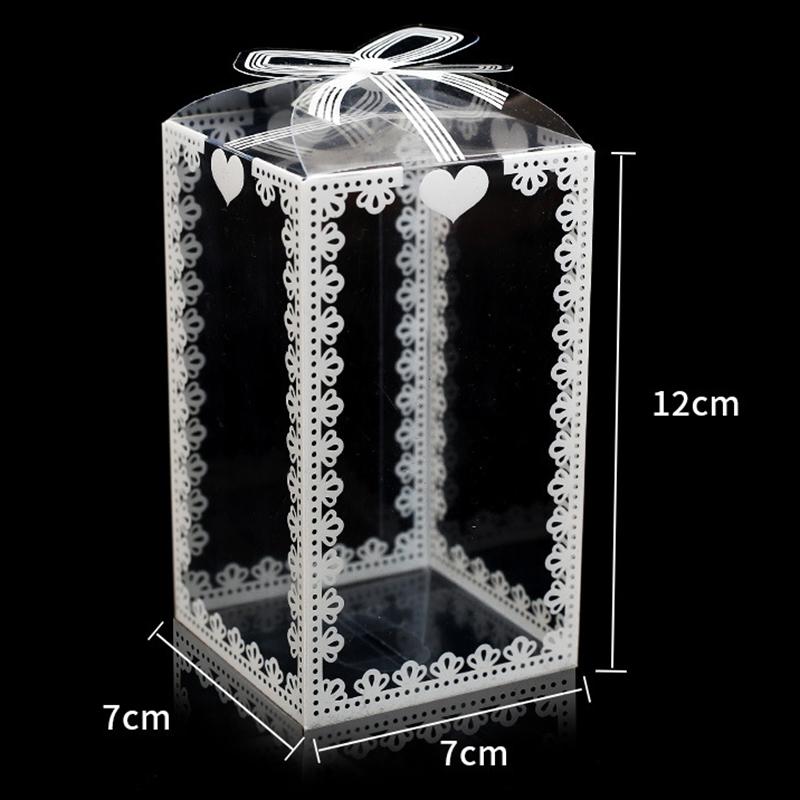 10 buc. Cutie PVC transparentă Zi de naștere Nuntă Valentine Favor Box Ambalare Tort Bomboane Ciocolată Dragee Party Event Cadou