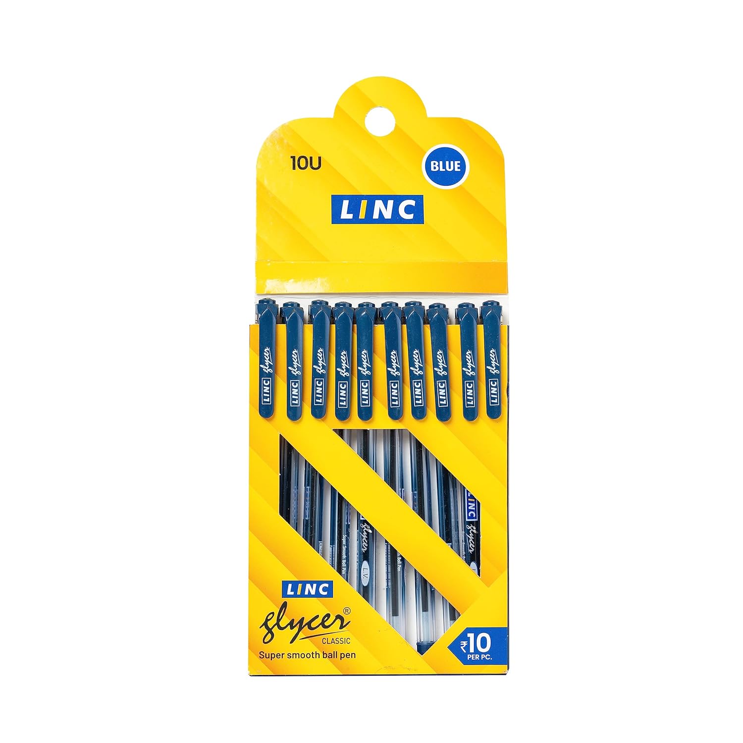 Linc 0.6mm Glycer Smooth Ball Pen Pack of 1 x 10pcs | Blue Ink for Office, School & Home Writing