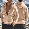 2025 Amerikanischer Stil Herbst/Winter Jacke Herren Dick Warm Doppelseitige Fleecejacke Lockerer Reißverschluss Cardigan Lässige Kapuzenjacke