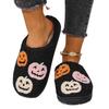 Unisex Halloween Pumpkin Indoor Cotton Slippers for Autumn and Winter, Warm Closed-Back Design
