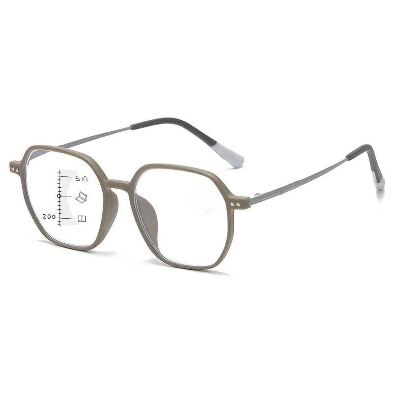 Retro Classic Square Frame Multifocal Reading Glasses Women Men Anti Blue Light Far Sight  Eyeglasses   Diopter