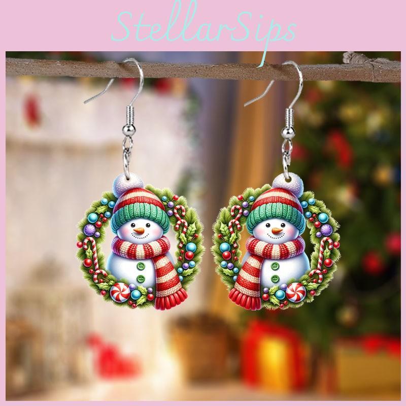 Christmas Acrylic Snowman Earrings With Silver Posts For Seasonal Gift Ideas