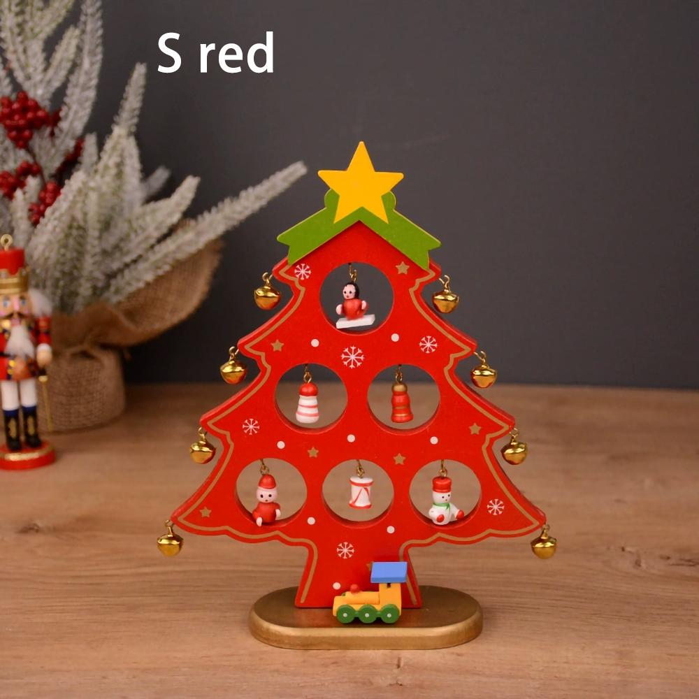Wooden Christmas Tree Desktop Ornament DIY Mini Christmas Tree Decorations Window Display Ornament Adornos Navideños