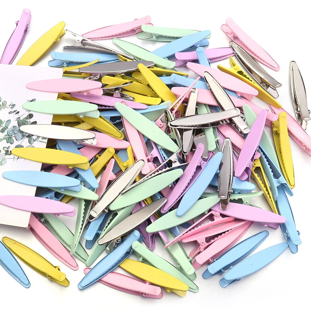 20pcs Metal Hair Clips Colorful 6cm Oval Geometric Hairpin Hair Side Clips Duckbill Clip Barrettes For Women Hair Accessories