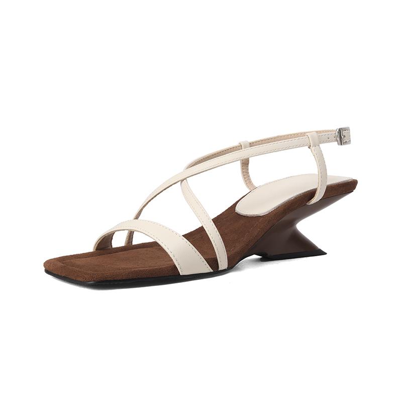 Fashion 2025 Fashion Gold Beige Women Sandals Strange Style Heels Party Wedding Shoes Woman Thin Band Prom Pumps Summer Sandals Shoes