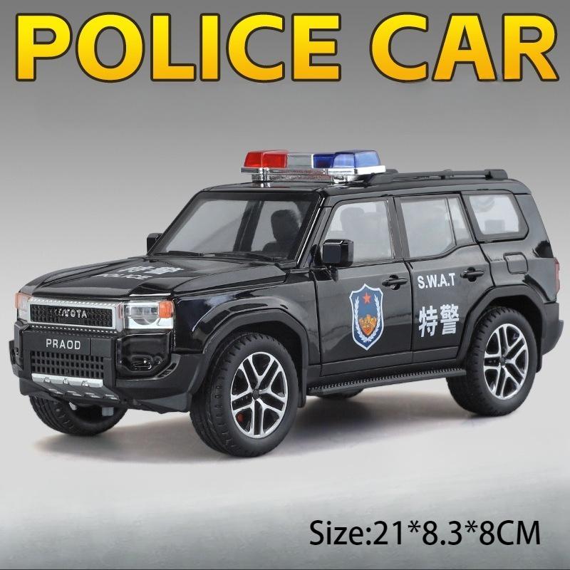 1:24 MODEL Y Prado LC250 Police Car Model Toy Sound Light Public Security 911 Emergency Vehicle Models Birthday Gift for Boys