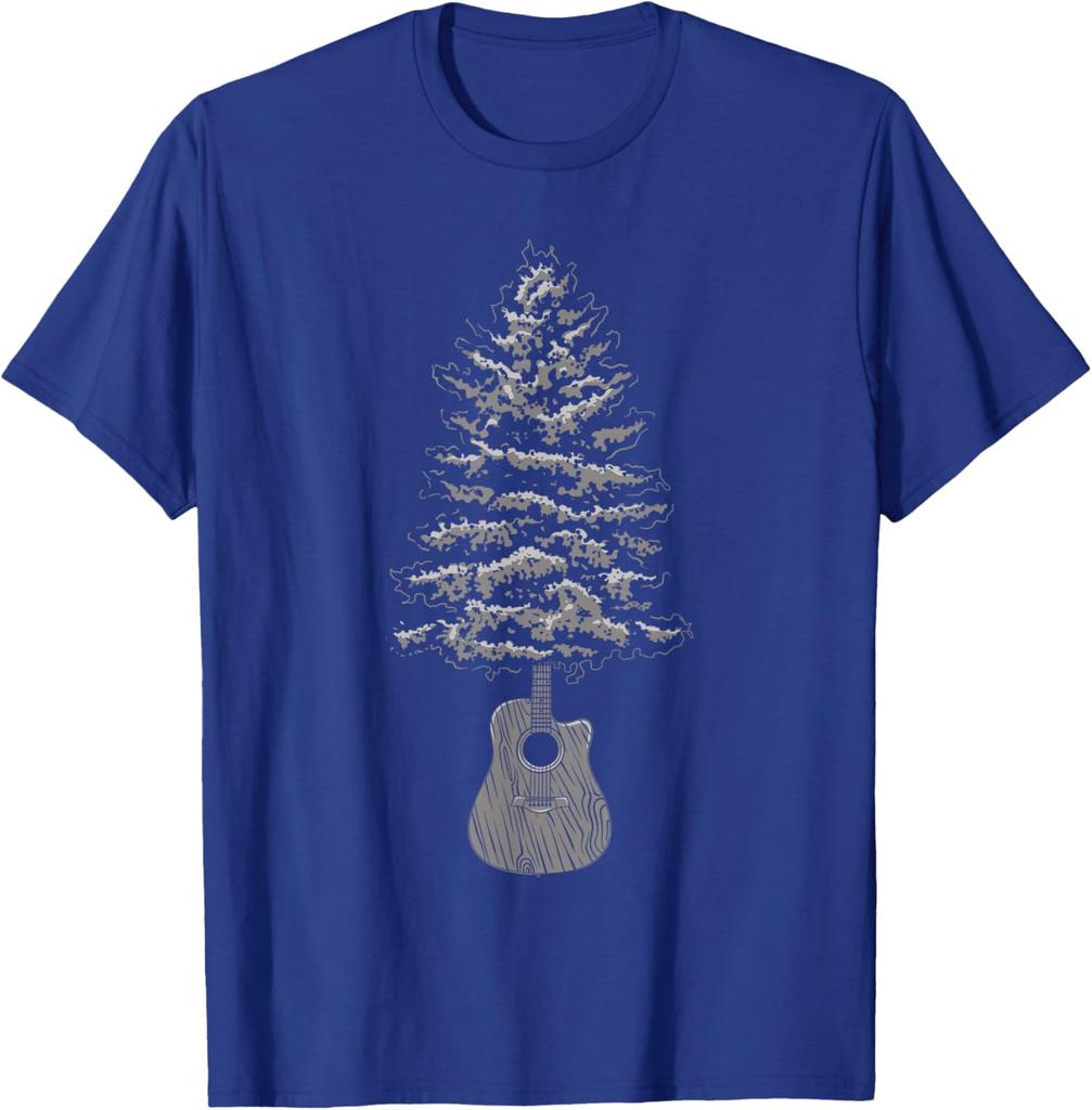 Acoustic Guitar Tree Music Lover Graphic Tee Men's Casual Cotton T-Shirt Outdoor Trip