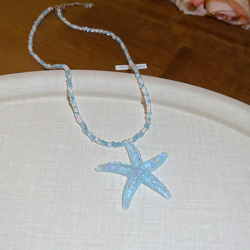 Beach Sea Series Bohemian Starfish Choker Bohemian Starfish Rice Beads Chain  Women