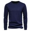 Solid Color Cotton T Shirt Men Casual O-neck Long Sleeved Mens Tshirts New Autumn High Quality Colorful T-shirt For Men