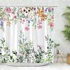 Beautiful Spring Greenery Floral Shower Curtain Eucalyptus Leaves Tropical Leaves Polyester Washable Buth Curtain Bathroom Decor