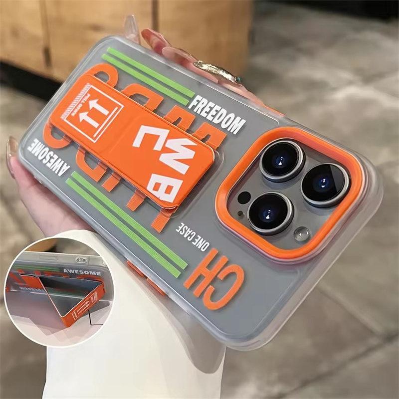 Matte Anti-Slip Phone Case for iPhone 16/15/14/13 Pro Max - Shockproof Hard Bumper Cover with Foldable Wristband Holder