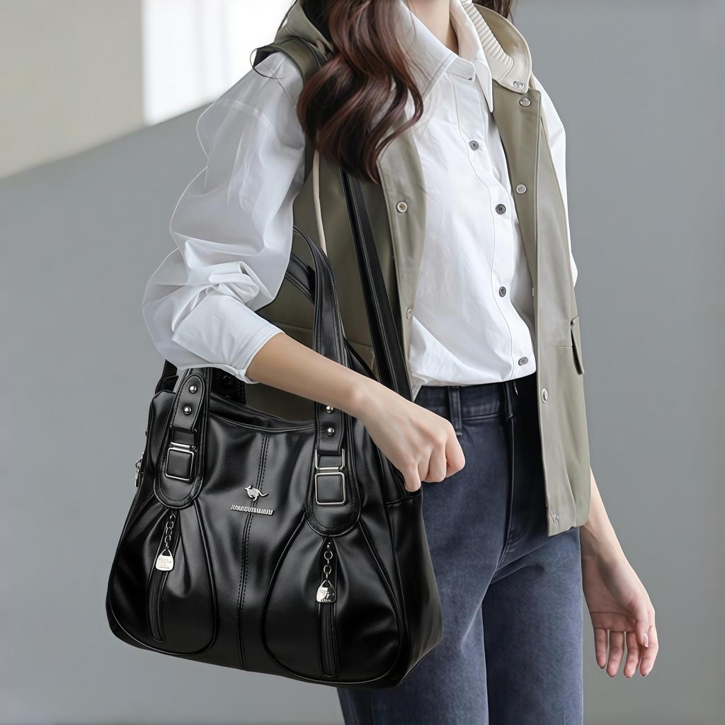 Vintage Kabelka z umelej kože pre ženy Viacvrecková Taška cez rameno Ležérna Do práce Tote Taška Ideálna na každodenné dochádzanie Nakupovanie Dámske Sviatkovné Darčeky