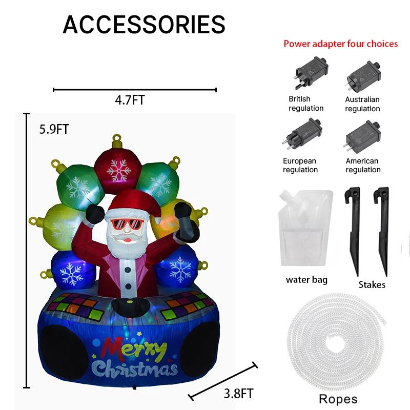 

5.91FT Huge Inflatable DJ Santa Claus Toy for Christmas Decorations Yard Home Ornaments Xmas Supplies Festive Holiday Gift RU
