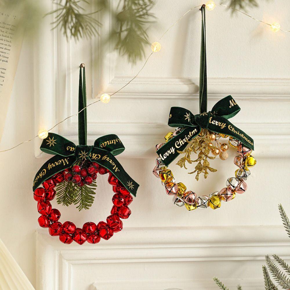 Handmade Christmas Bells Wreath Iron Xmas Tree Hanging Bells  Wedding Supplies