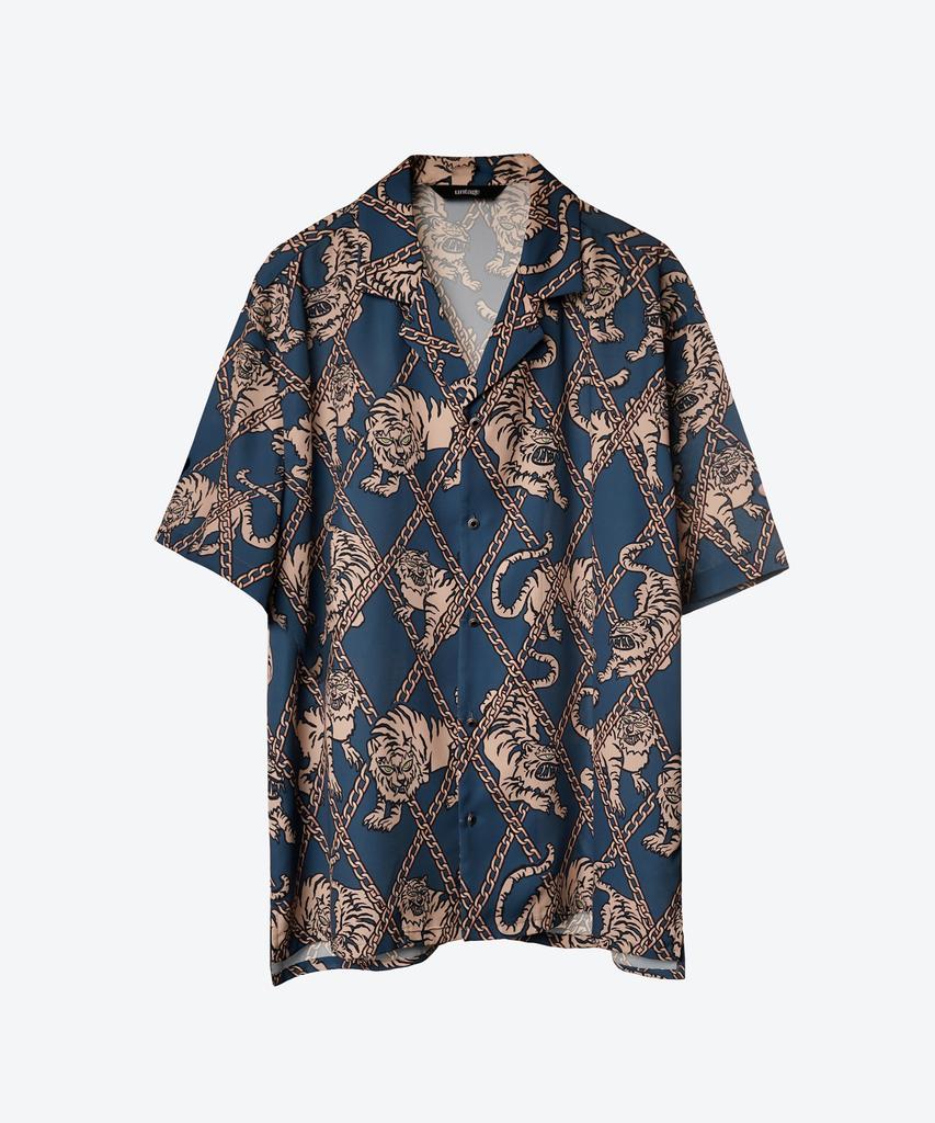 UNTAGE Tiger Print Bowling Shirt [Navy (Unisex)]_Uts-Ss03