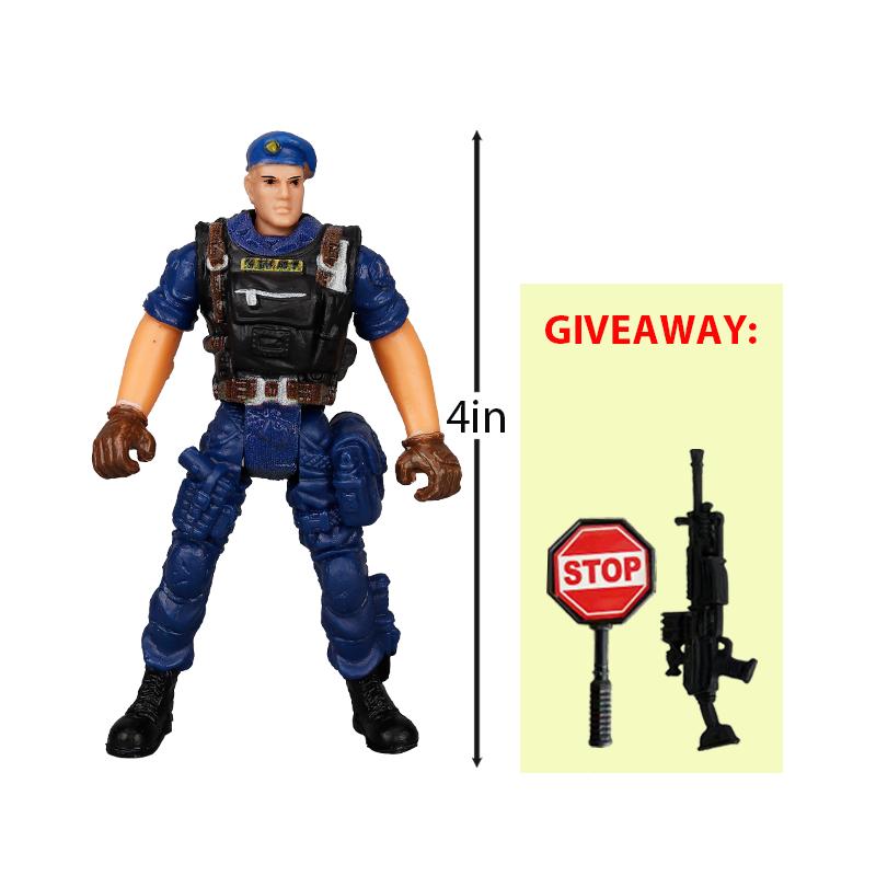 10cm Warrior Elite Force Army Police Military Snow Navy Soldier Action Figure Toy Terrorist SWAT Team Figuras for Children Gift