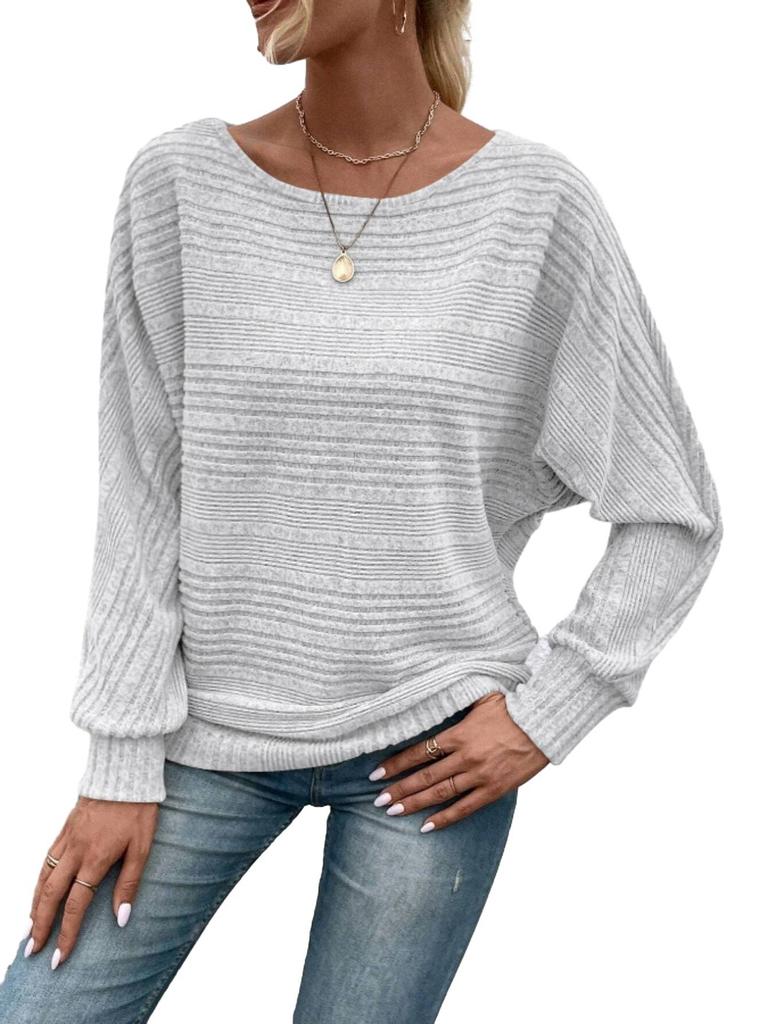 Women's Comfortable Casual Solid-Color Long-Sleeve Crew Neck Pullover Top