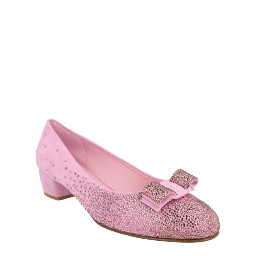 Salvatore Ferragamo Vara Crystal Embellished Pumps Lilac