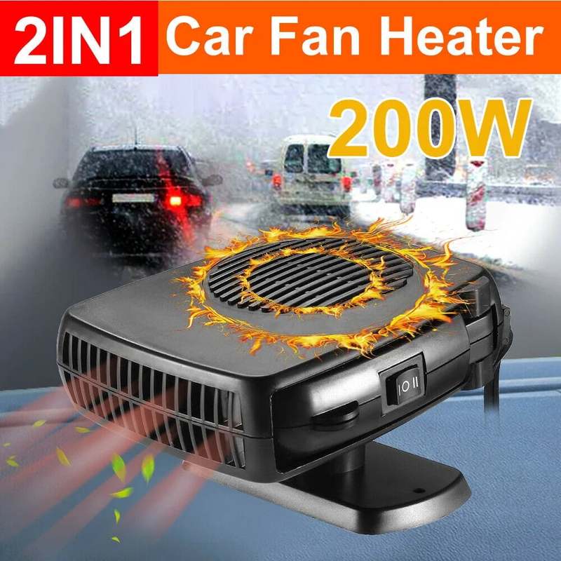 200W 360° Car Heater 12V DC Heating Cooling Fan Windshield Defroster Demister
