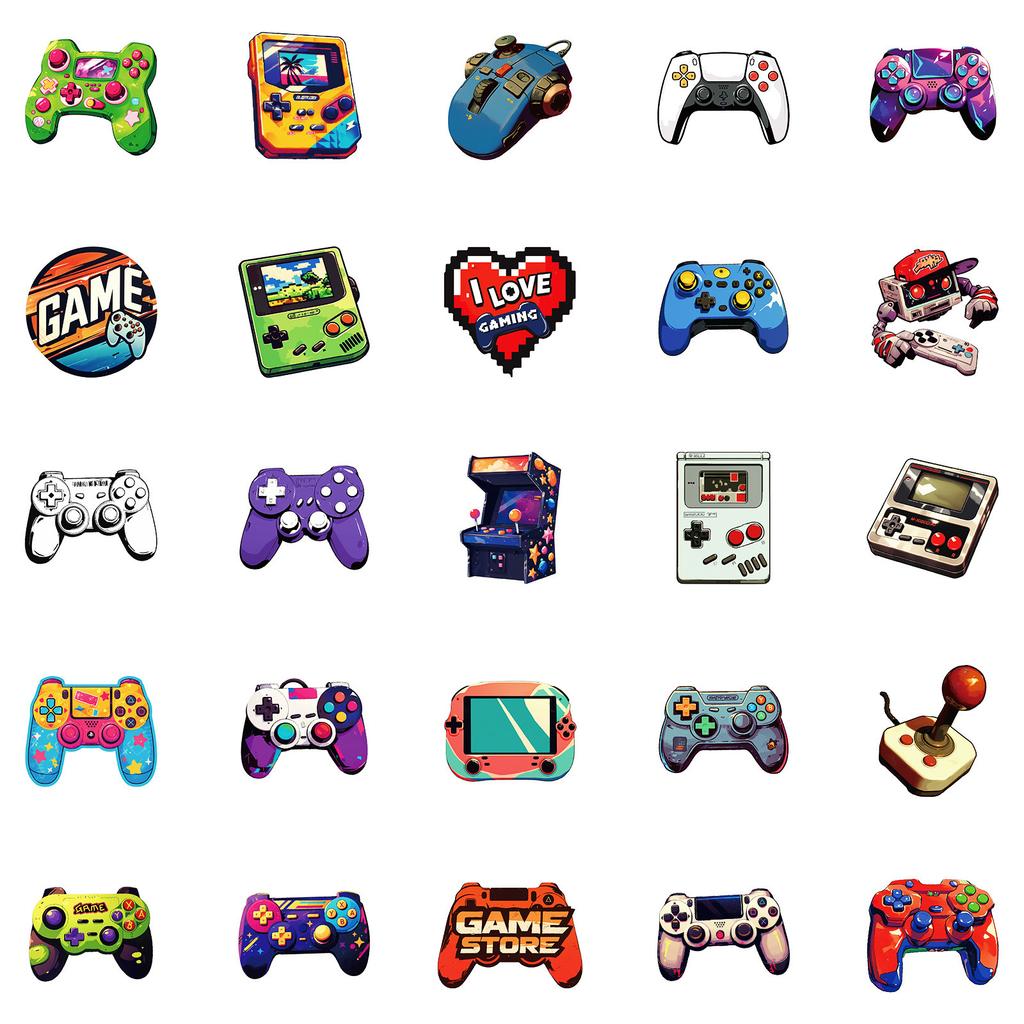 50 New Cartoon Hand-painted Various Game Controller Game Console Graffiti Stickers Decorative Water Cup Computer Refrigerator