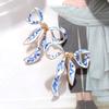 2pcs Fashionable and Elegant Bow-Shaped Earrings with a Simple Blue and White Porcelain Pattern Design.