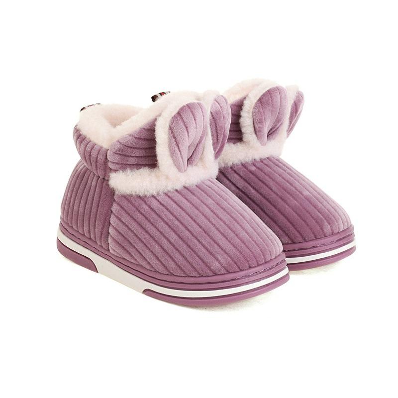 

Милые детские хлопковые тапочки сумка пятка нескользящая сумка голова домашние мальчики зимние теплые черные шерстяные тапочки девочки хлопковая обувь 34-35 (suitable for usual size 33-34) фиолетовый