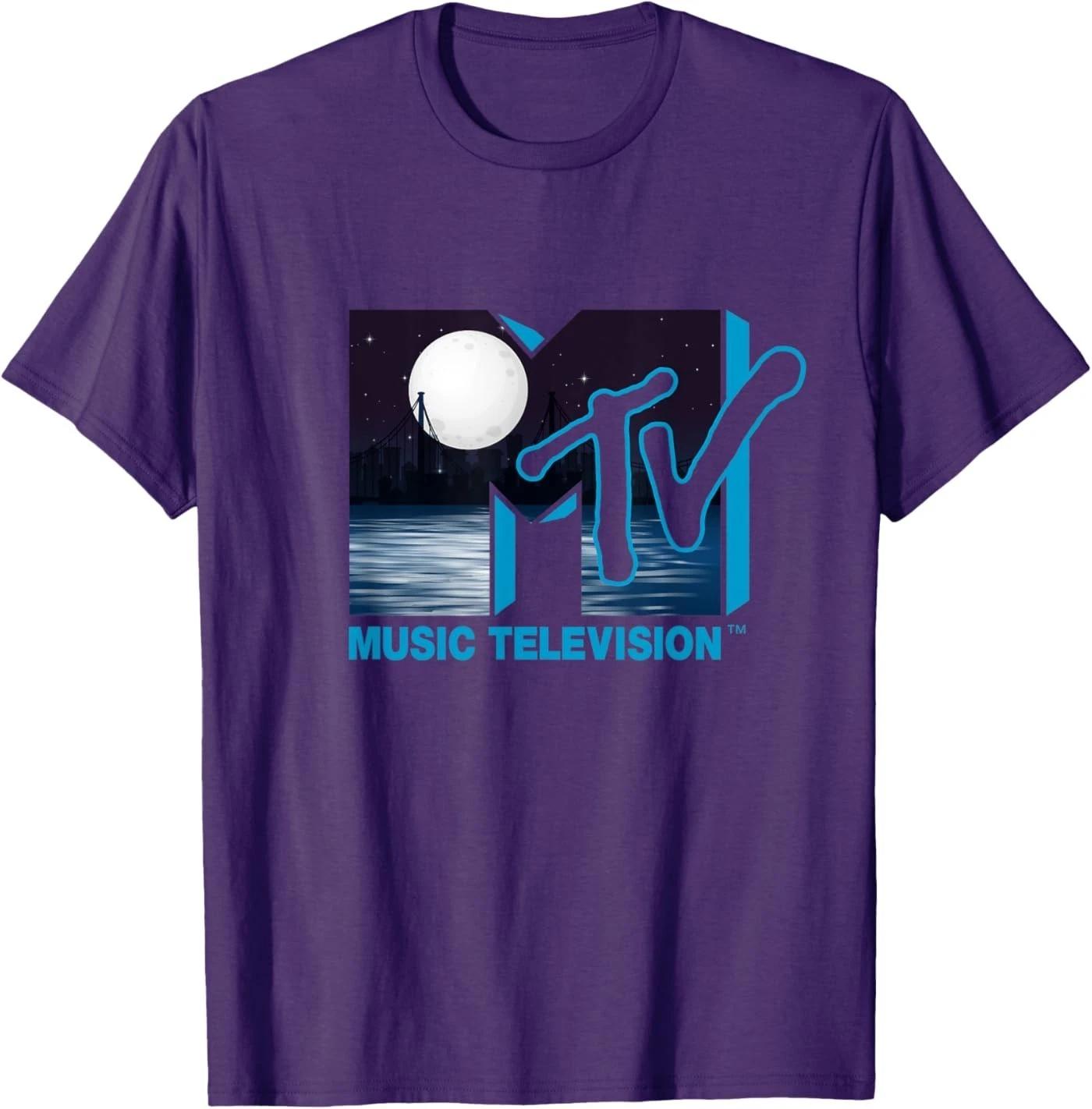 The official original MTV Logo with Full Moon above the City T-Shirt 2XL