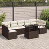 8-Piece Garden Sofa Set with Brown Cushions Poly Rattan, 2-Seater Garden Sofa with Brown Cushions Poly Rattan 3348774