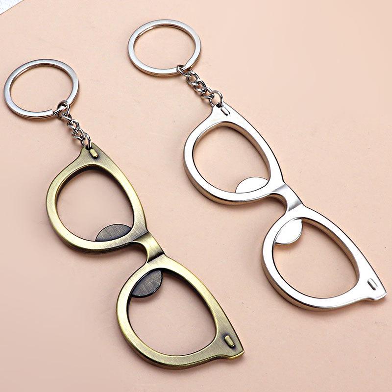 Customized Metal Eyeglass Frame Keychain with Bottle Opener - Perfect for Eye Care Day Activities or as a Small Gift