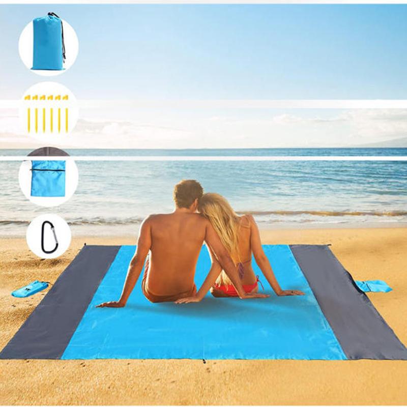 Sandproof Portable Beach Blanket, Waterproof Foldable Large Lightweight Mat for Picnic & Camping