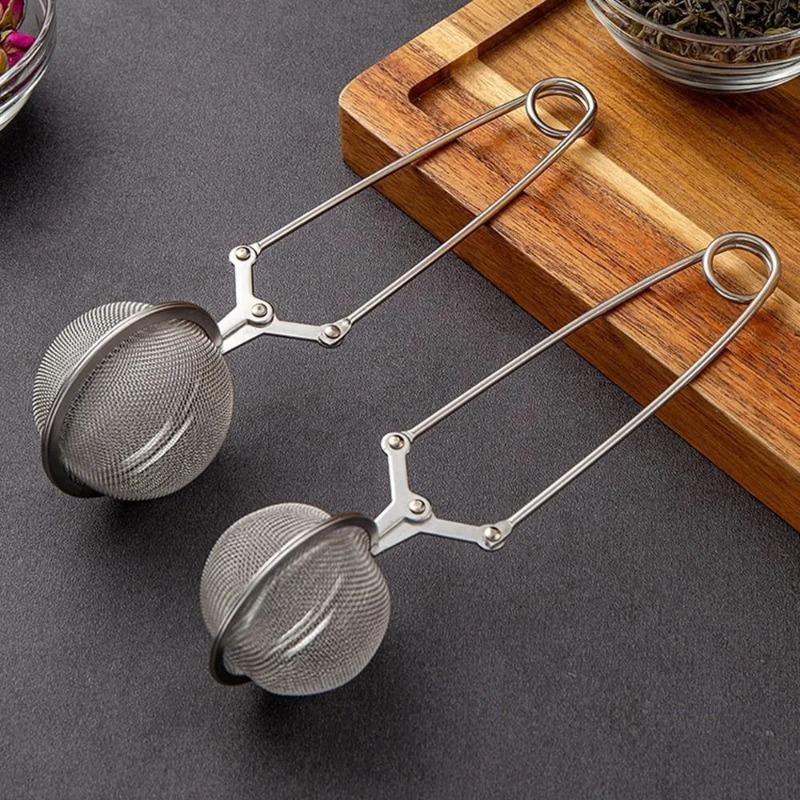 Stainless Steel Herb Mesh Strainer - Tea Ball Infuser Filter with Handle, Spoon Tea Infuser, Squeeze Leaves Mesh Tea Filter