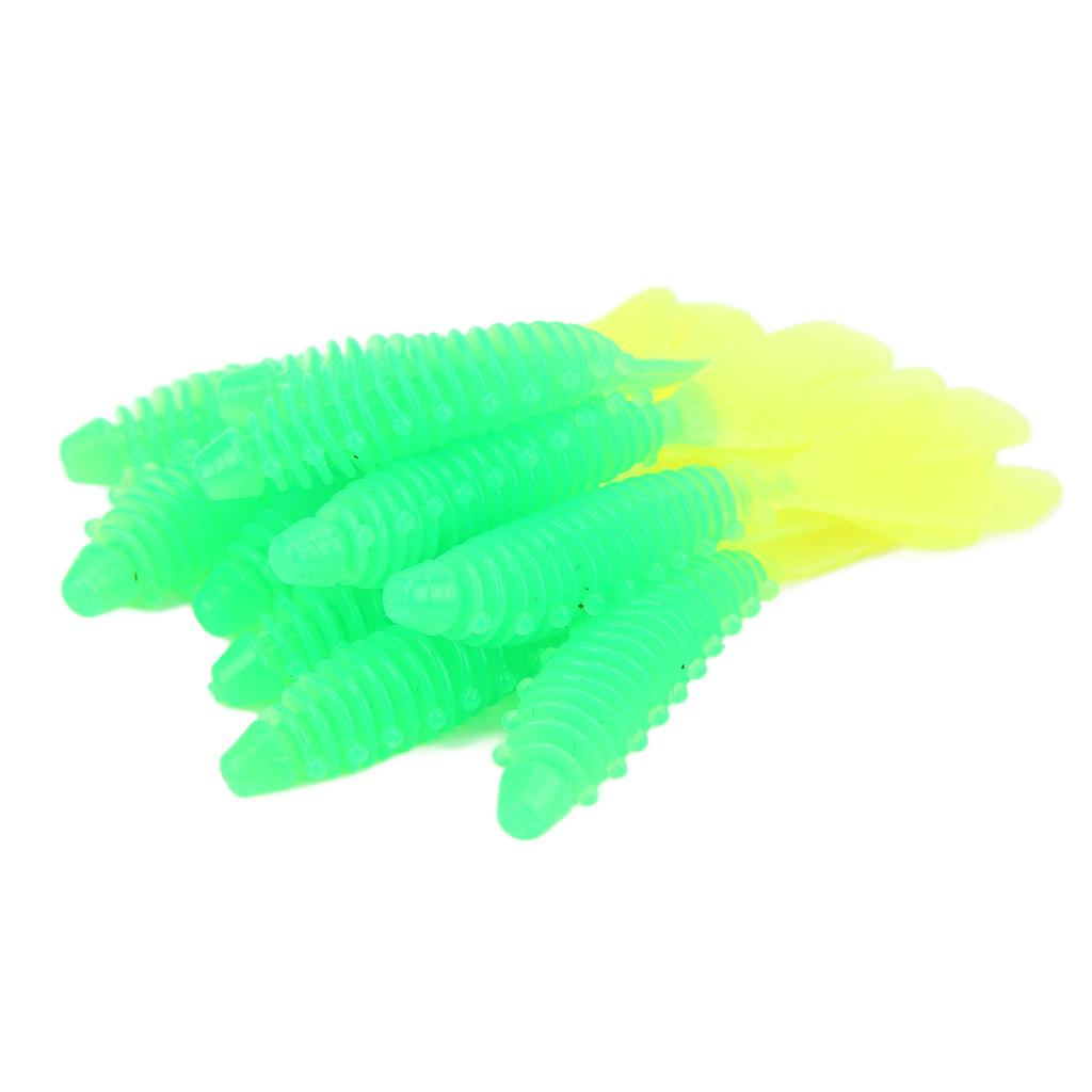 10Pcs Fishing Soft Lures Double Tails Design Soft Vivid Lifelike Appearance Spiral Stripe Fishing Lures for FishingD