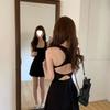 Sweet and Spicy Sexy Backless Suspender Dress Women's Summer Black Slim-fitting A-word Skirt Small Short Skirt