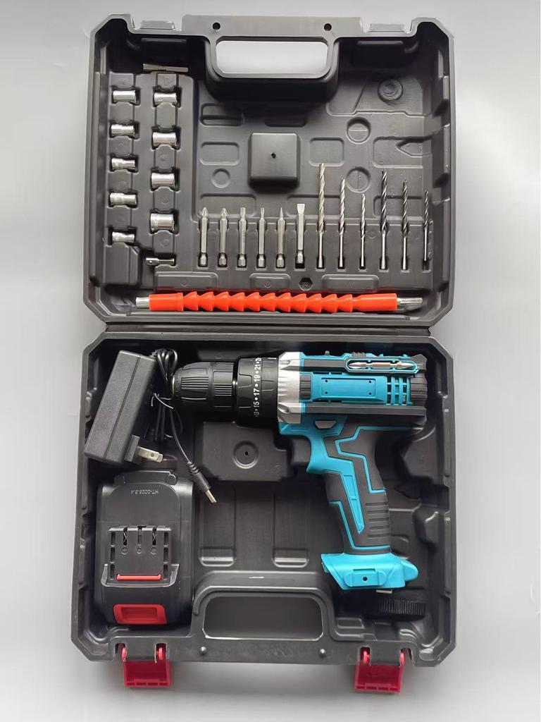 21V Dual-Speed High-Power Electric Drill with Three Functions and Lithium Battery