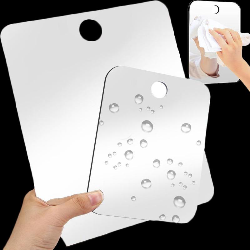 Acrylic Shower Makeup Mirror Women Men Portable Fogless Mirror with Holder Suction Cup Home Bathroom Washroom Decorative Mirrors