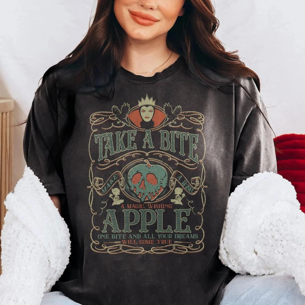 Vintage Snow White Evil Queen   Shirt Snow White Take A Bite Shirt   Villains Tshirt Magic Kingdom S