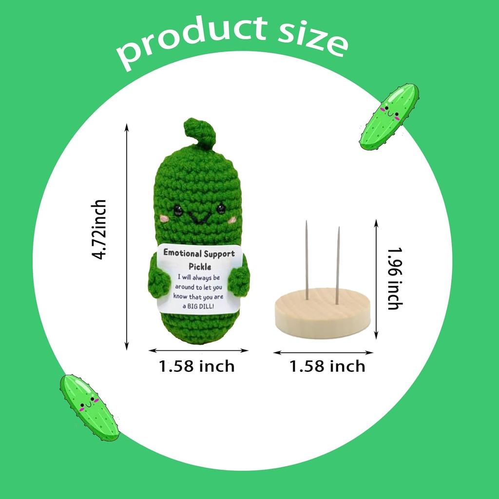 Emotional Support Pickle, Encouraged Crochet Pickle Cucumber Gift,Cheer Up Gifts for Friends or Family Festival Decoration Encouragement