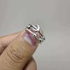 Gothic Exquisite Carving Ancient Silver Stainless Steel Snake Crown Cat Adjustable Opening Rings for Women Men Halloween Jewelry