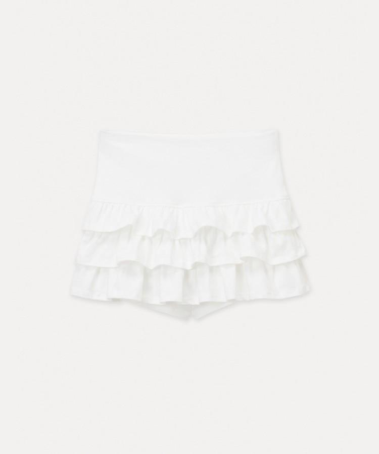 Seobdyudeu Ruffled Mini Skirt (White)