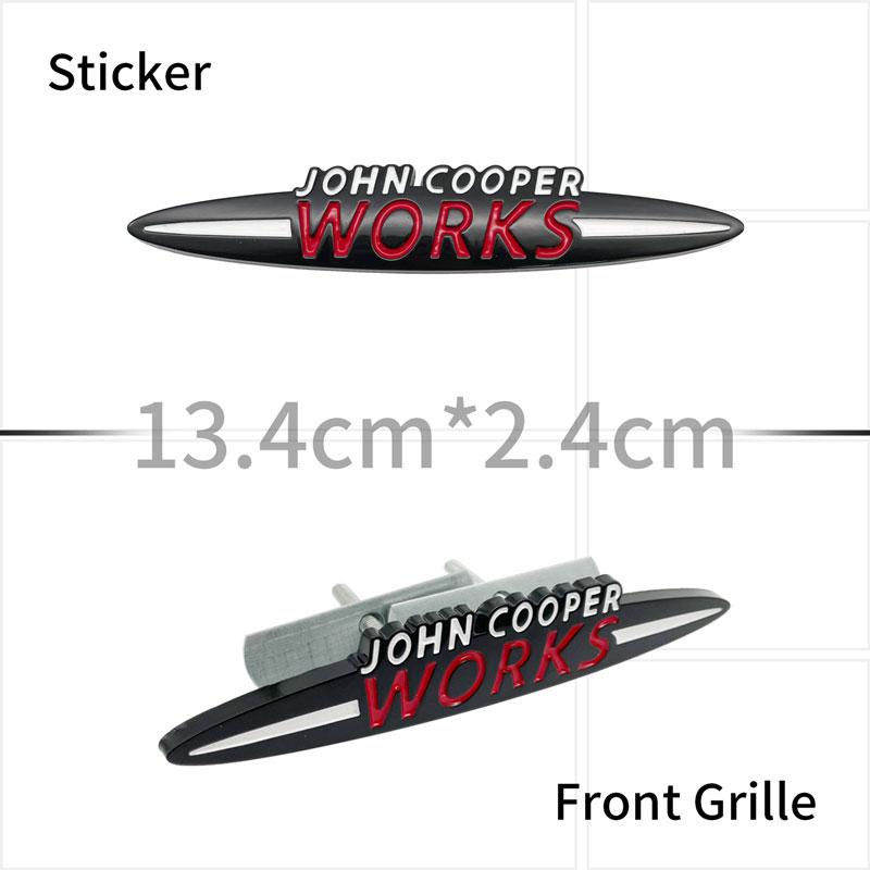 3D Chrome Metal Car Sticker John Cooper Works Emblem Decals For  Mini JCW R50 R52 R53 R55 F56 F55 F60 Fender Front Grille Logo