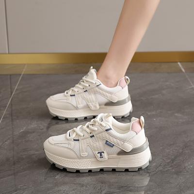 CRLAYDK 2024 Women's Walking Shoes Fashion Platform Chunky Sneakers Lace Up Casual Mesh Breathable Running Tennis for Ladies