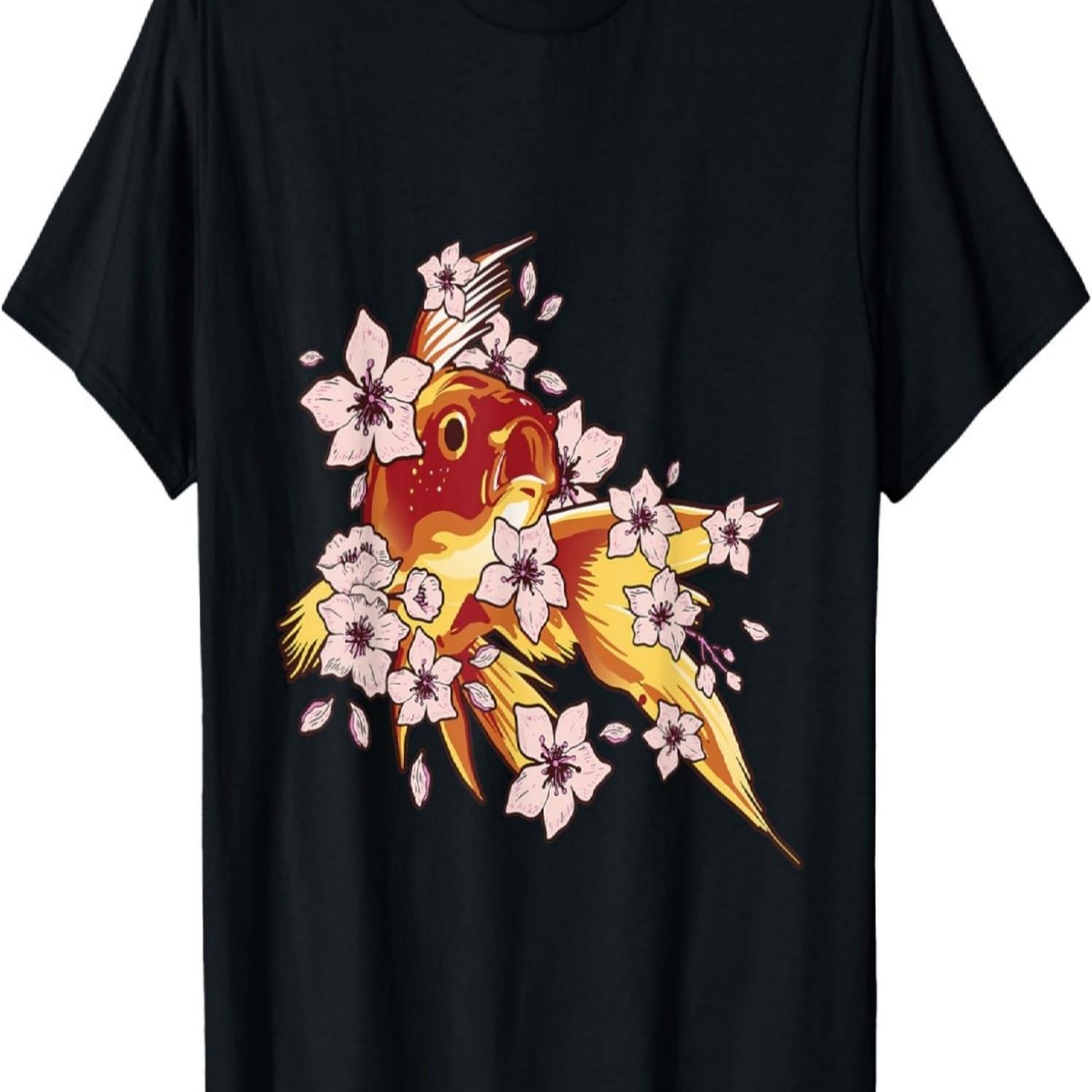 Goldfish with funny goldfish and cherry blossoms and Sakura T-Shirt S