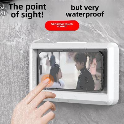 Waterproof 360° Rotating Wall-Mounted Phone Holder with Touch Screen for Bathroom