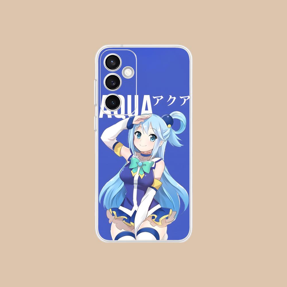 Konosuba Aqua Mobile Phone Case for Samsung Galaxy S25 S24 S23 S22 S21Plus FE Ultra Clear Colour Protective Smartphone Pretty