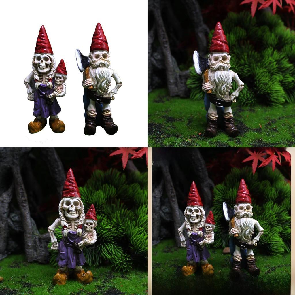 Resin Halloween Dwarf Human Skeleton Figurine For Micro Scene Home Decor Office