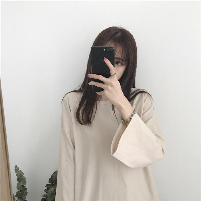 2025 Autumn Women's Loose Solid Color Long-Sleeve T-Shirt - Trendy Age-Reducing Basic Top