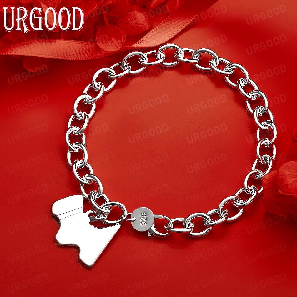 

925 Sterling Silver Wedding Gift Pendant Bracelet Fashion Jewelry 20CM