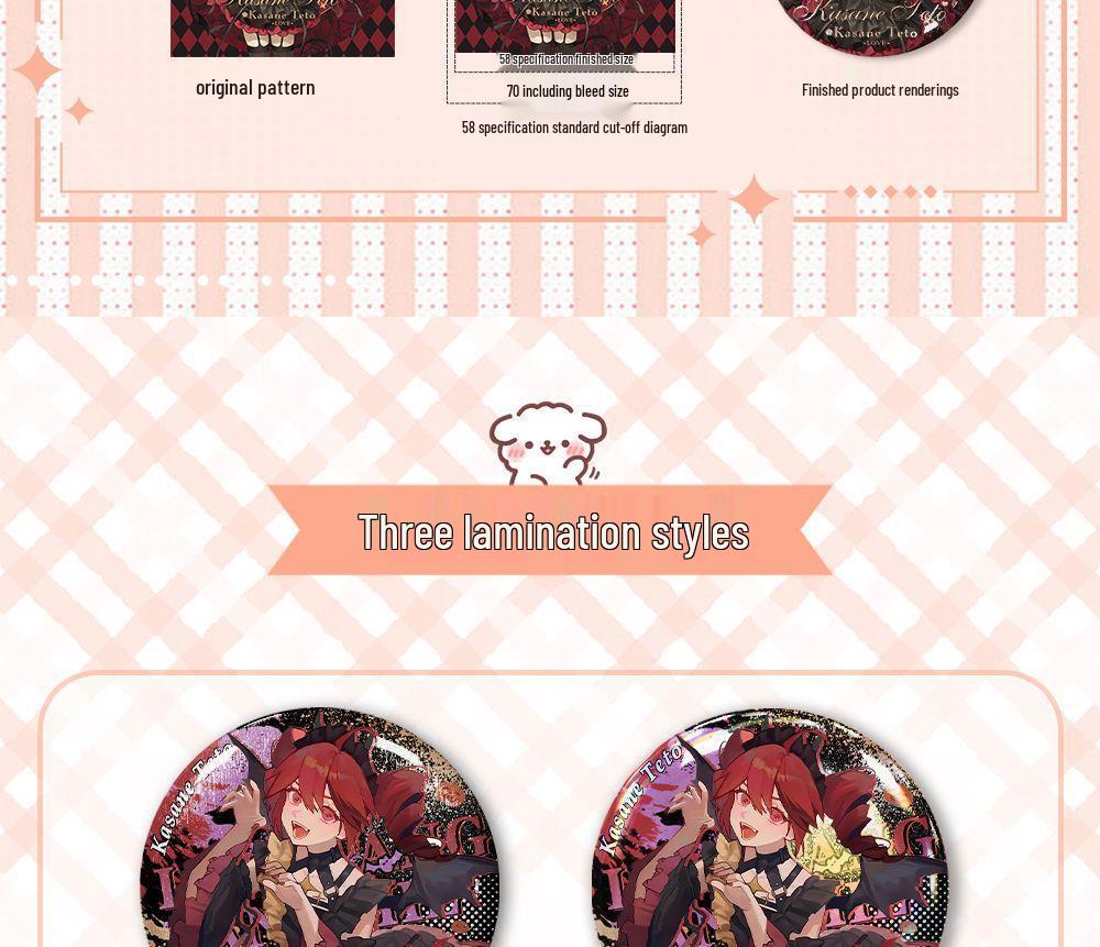 Two-dimensional Kasane TETO Halloween Silver Glitter Button Badge & Acrylic Stand Fan-made Brooch Gift