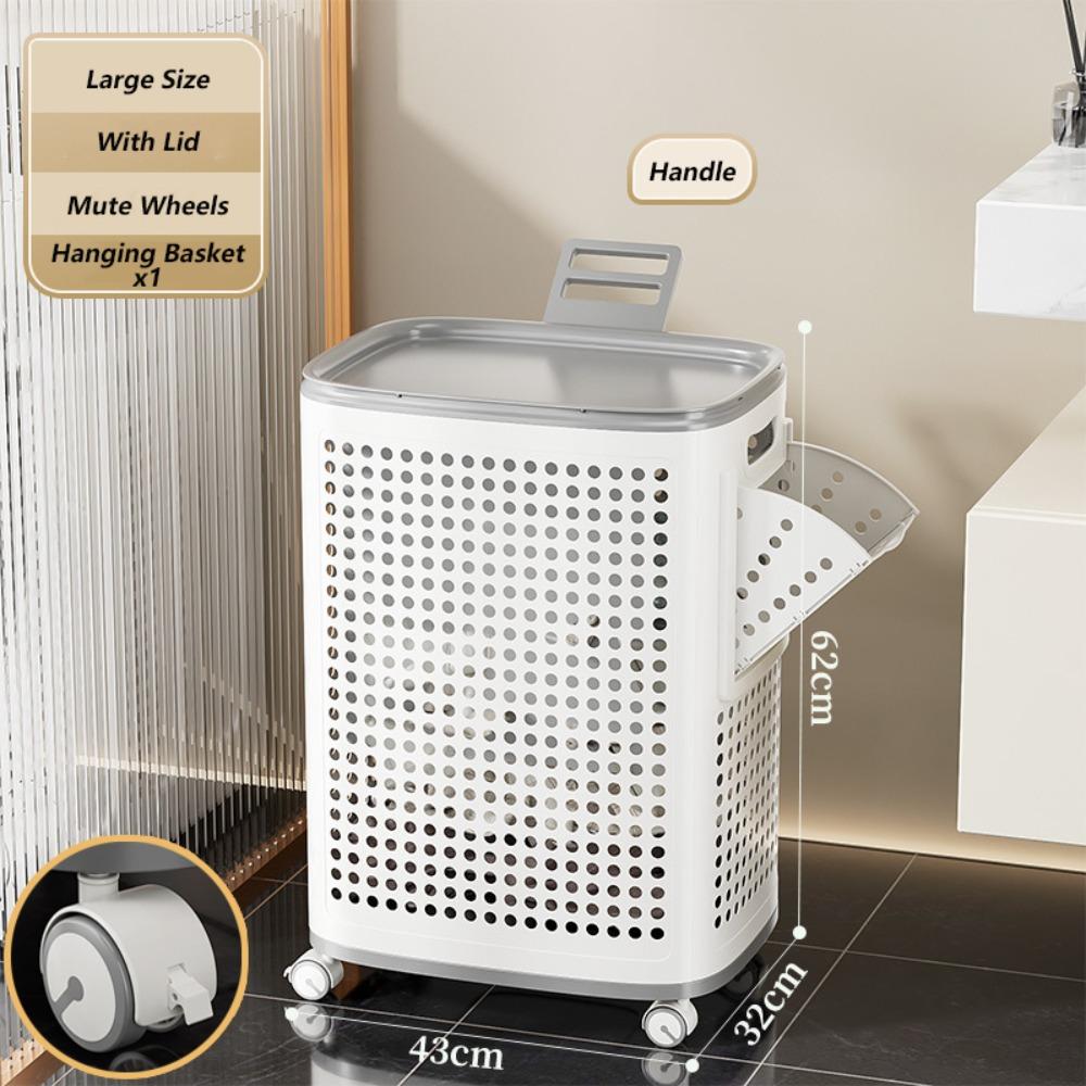 

Большой размер Корзина для белья Бесшумные колеса Корзина для грязного белья Корзина для грязной одежды Жизнь в квартире 01